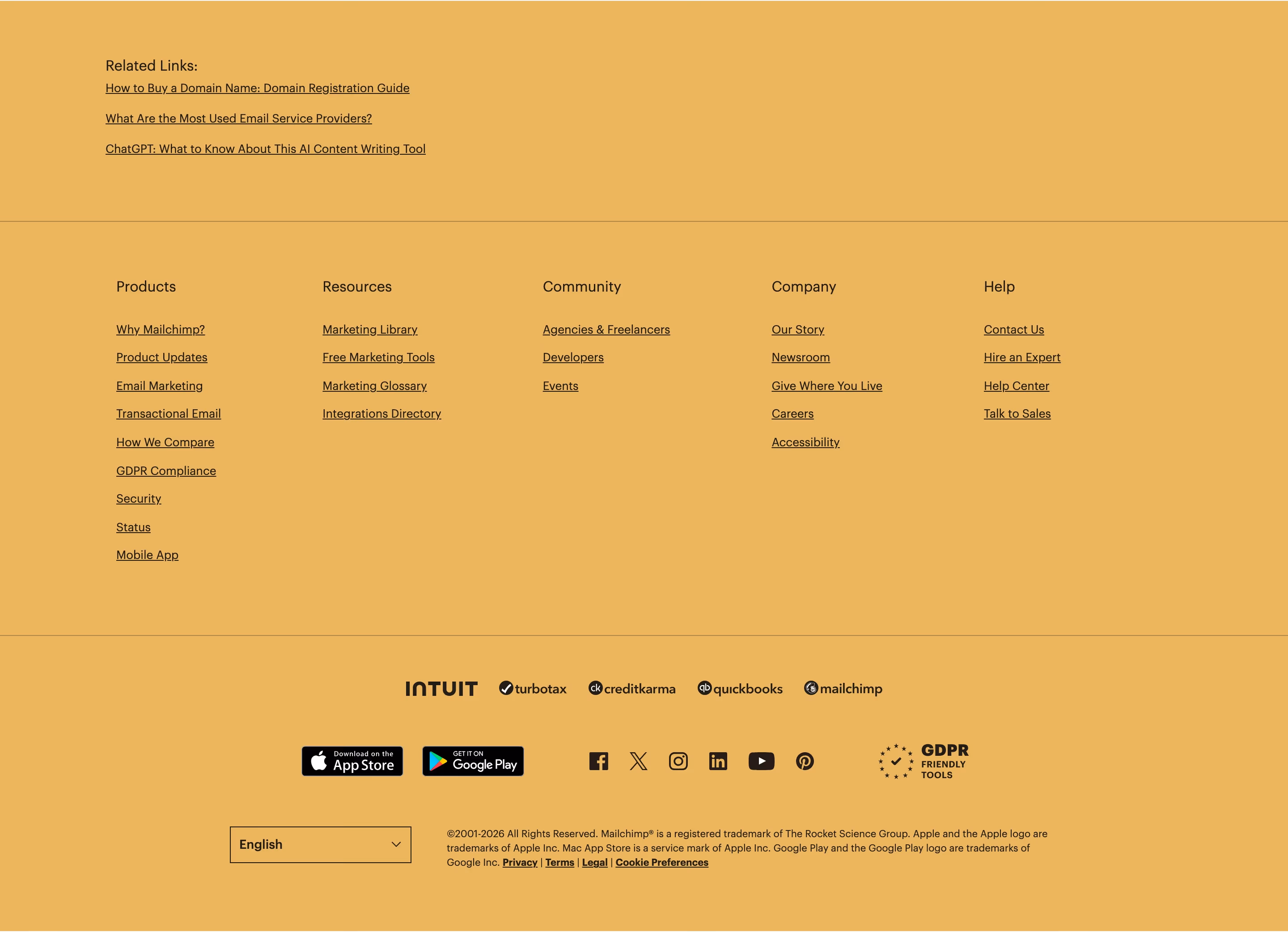 Mailchimp Footers section design