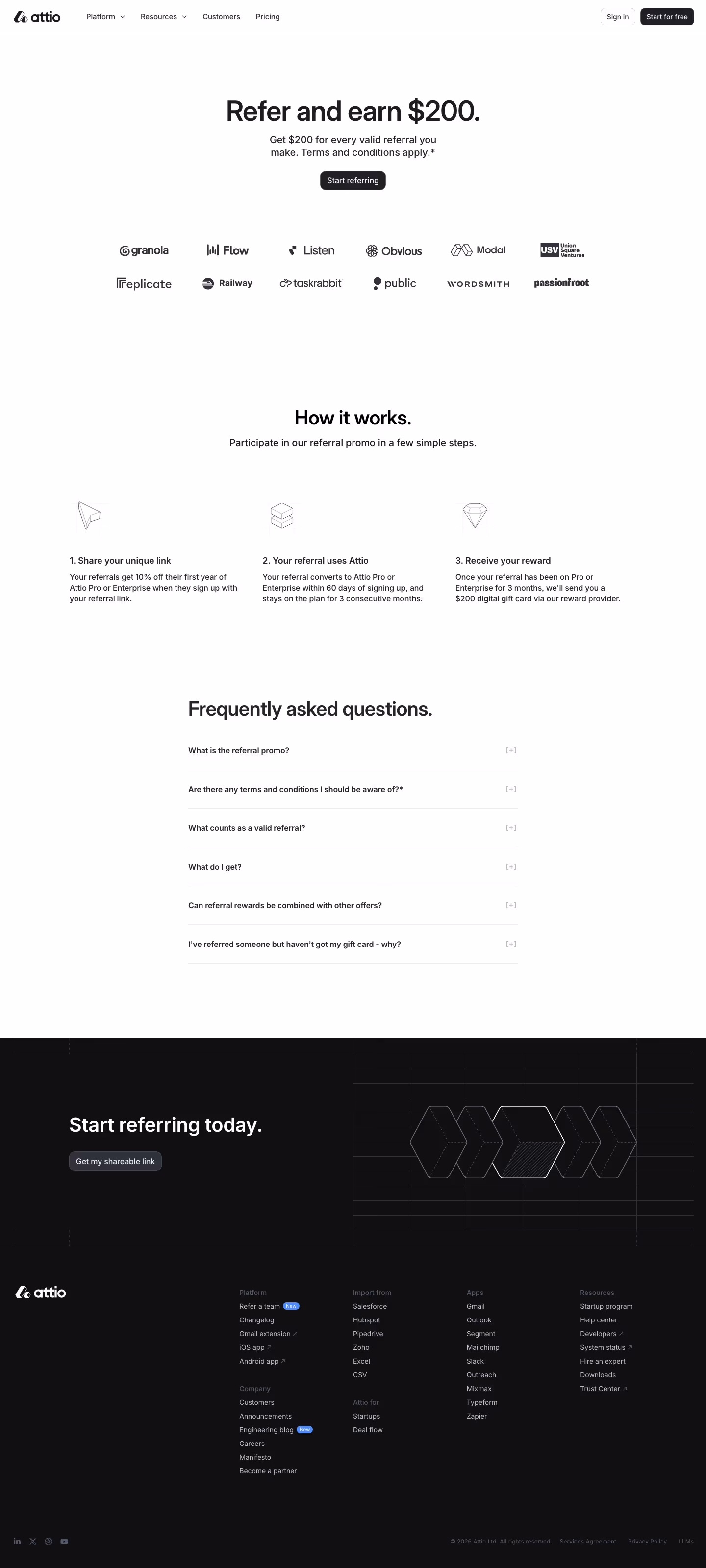 Attio Affiliate pages section design