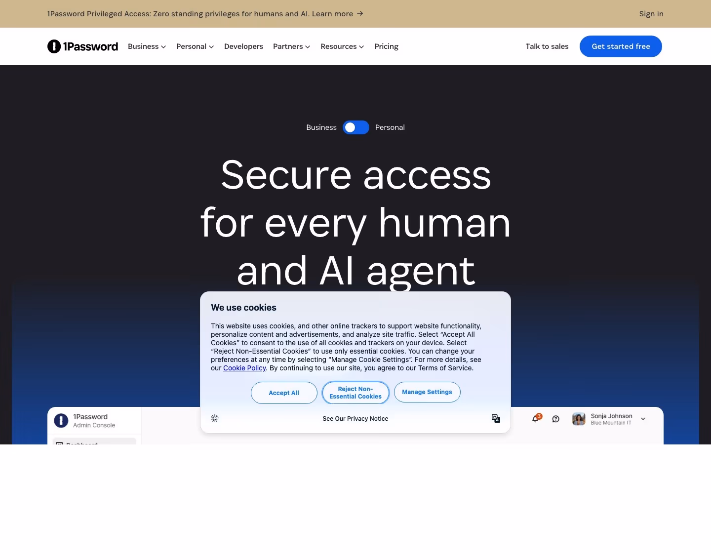 1password landing page design — Security