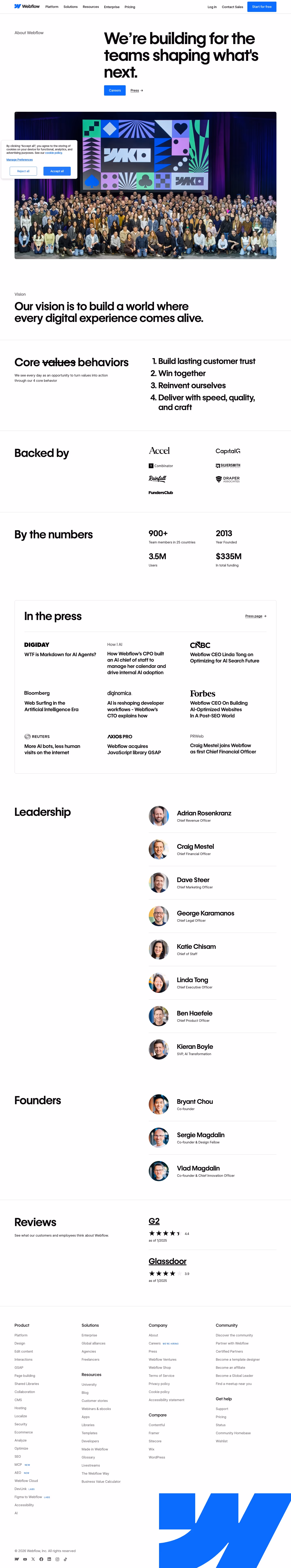 Webflow About Us section design