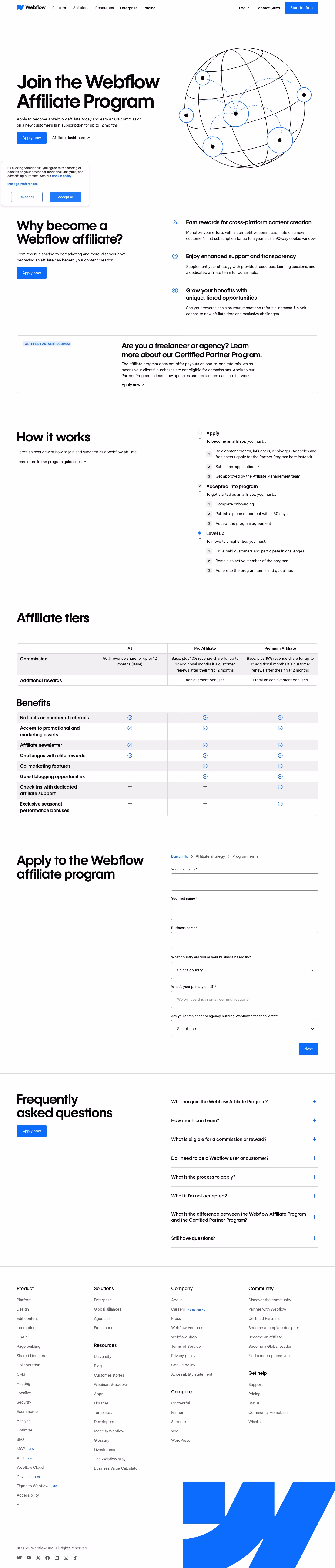 Webflow Affiliate pages section design