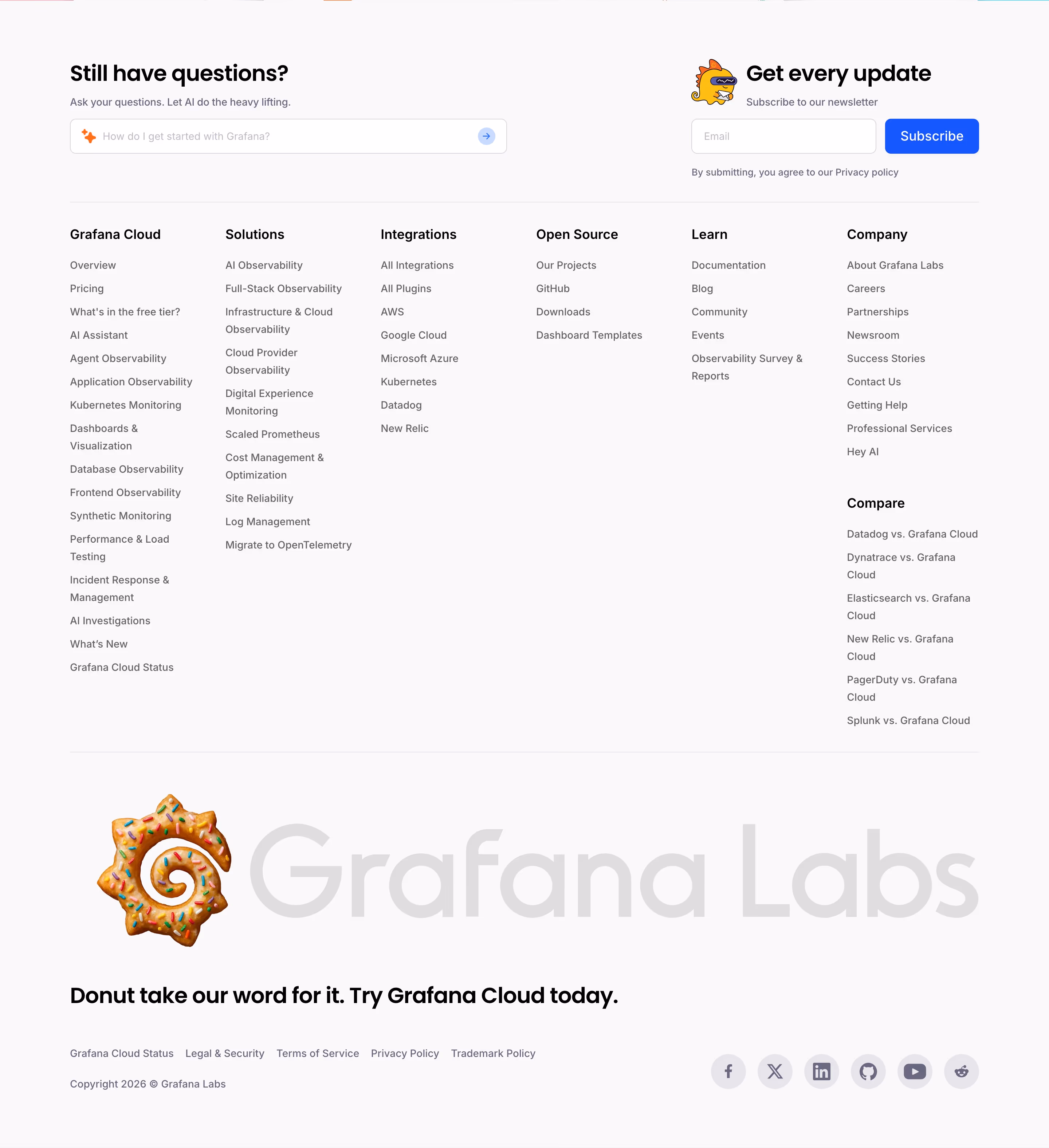 Grafana Footers section design