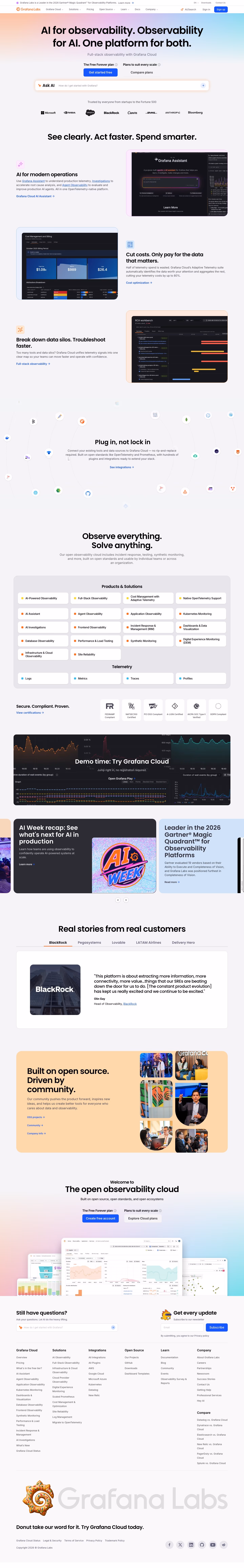 Grafana landing page design