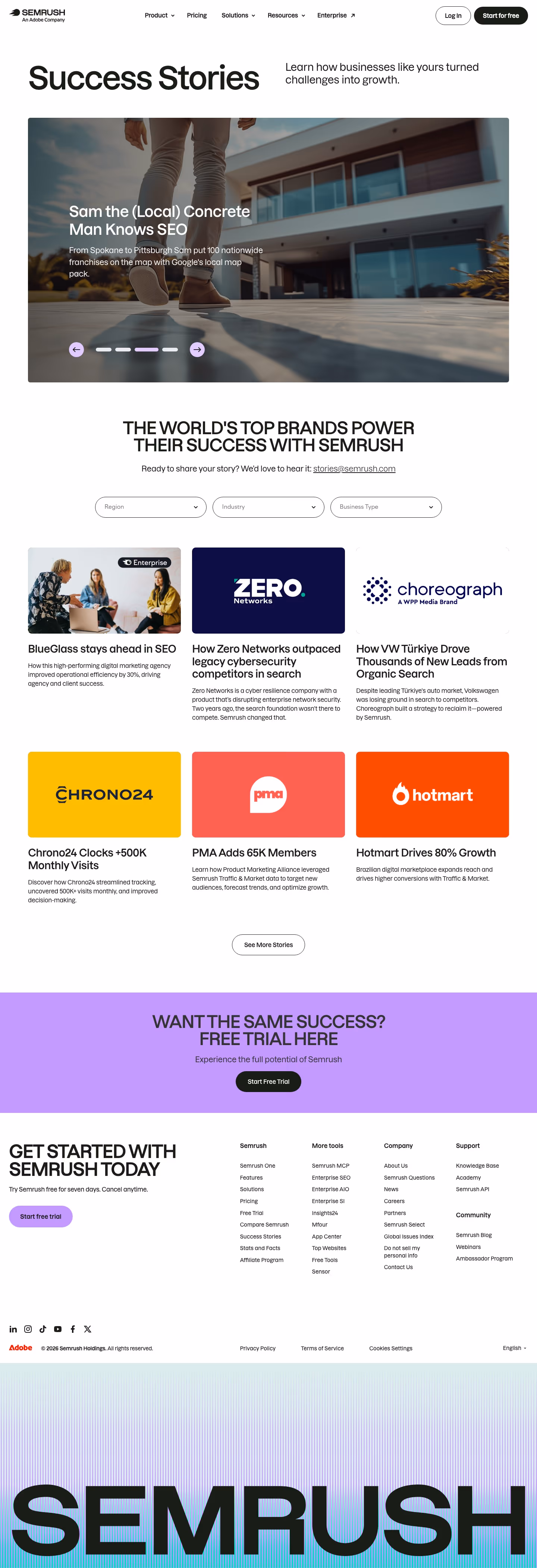 Semrush About Us section design