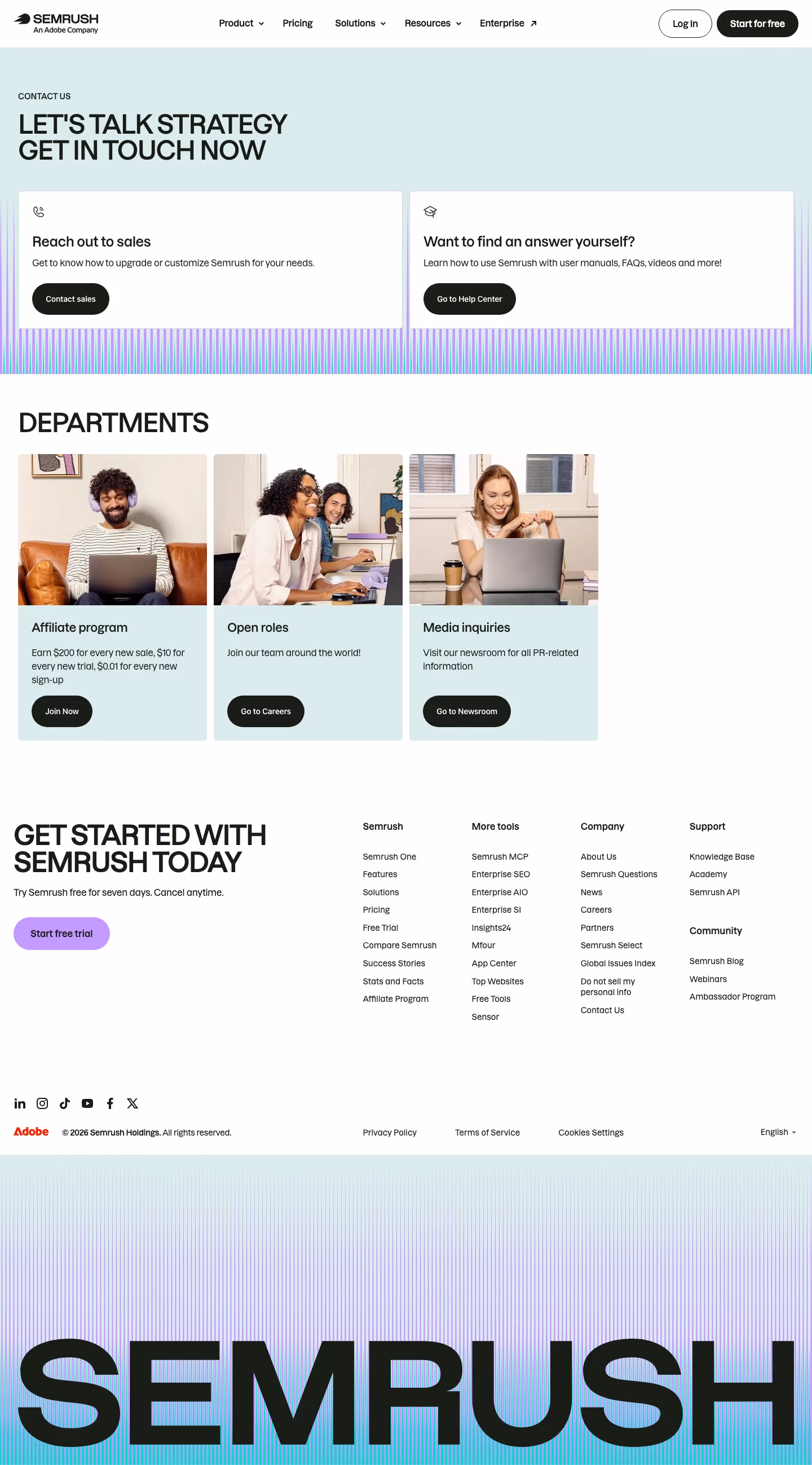 Semrush contact us design — Marketing