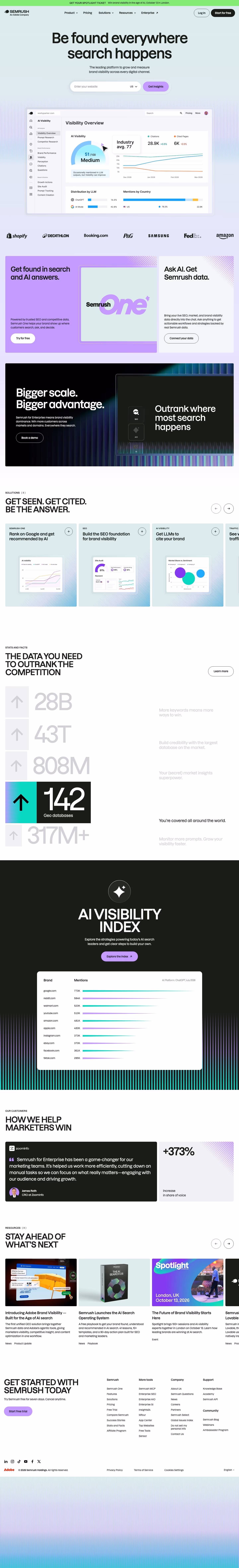 Semrush landing page design