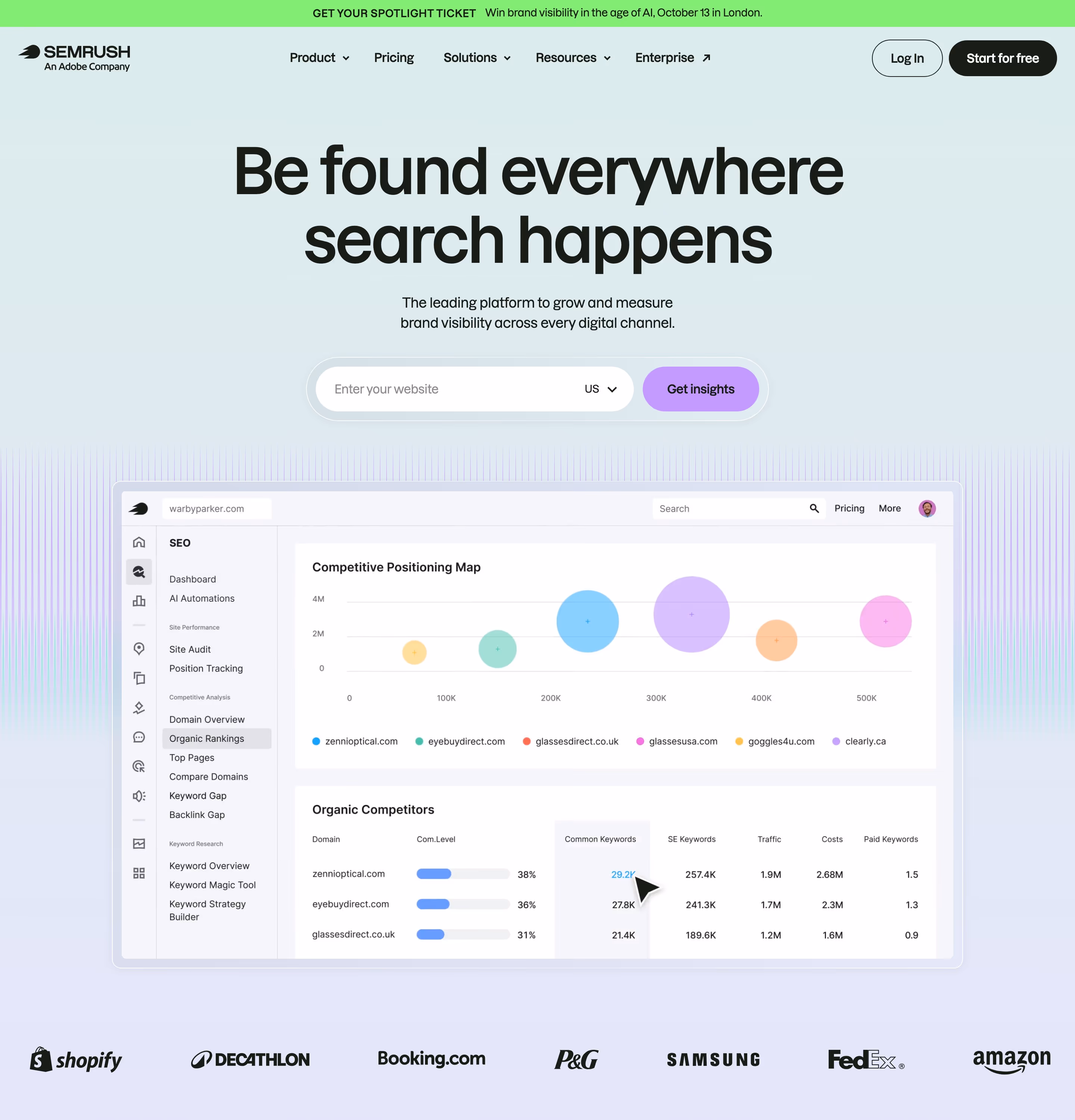Semrush Heroes section design