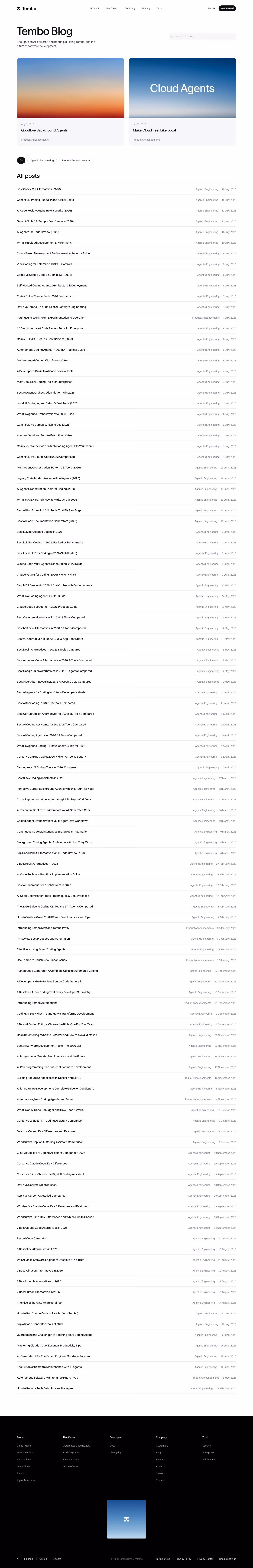 Tembo Blog pages section design