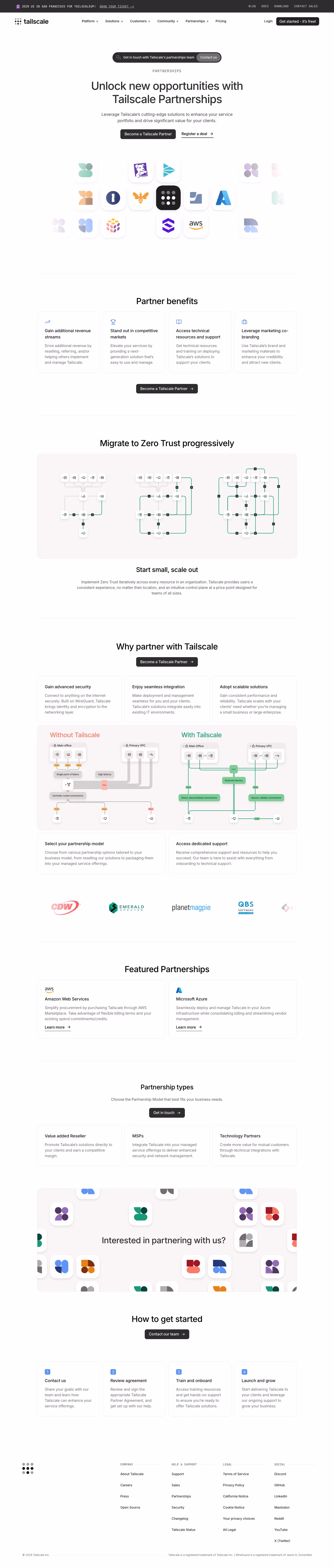 Tailscale Affiliate pages section design