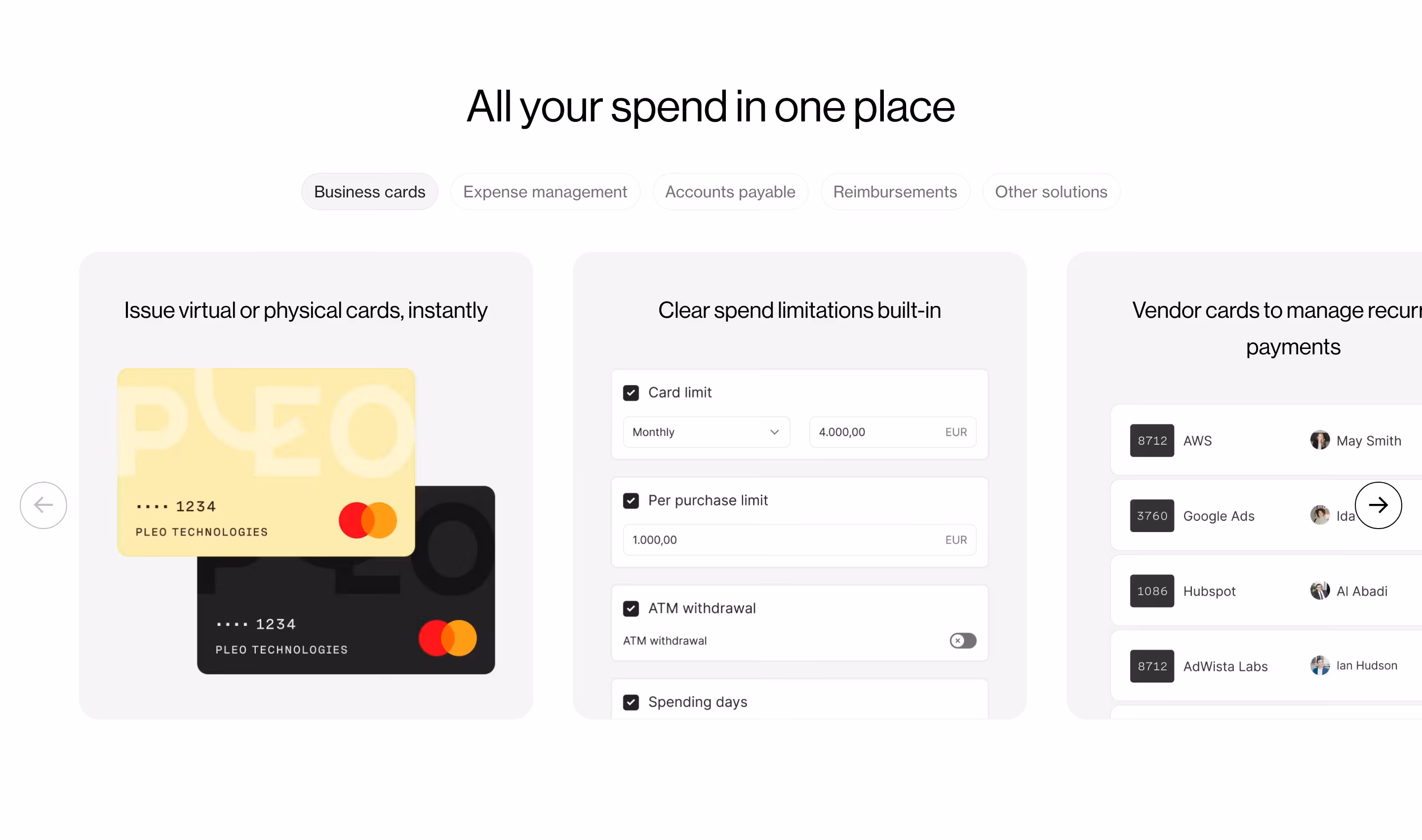Pleo Features section design