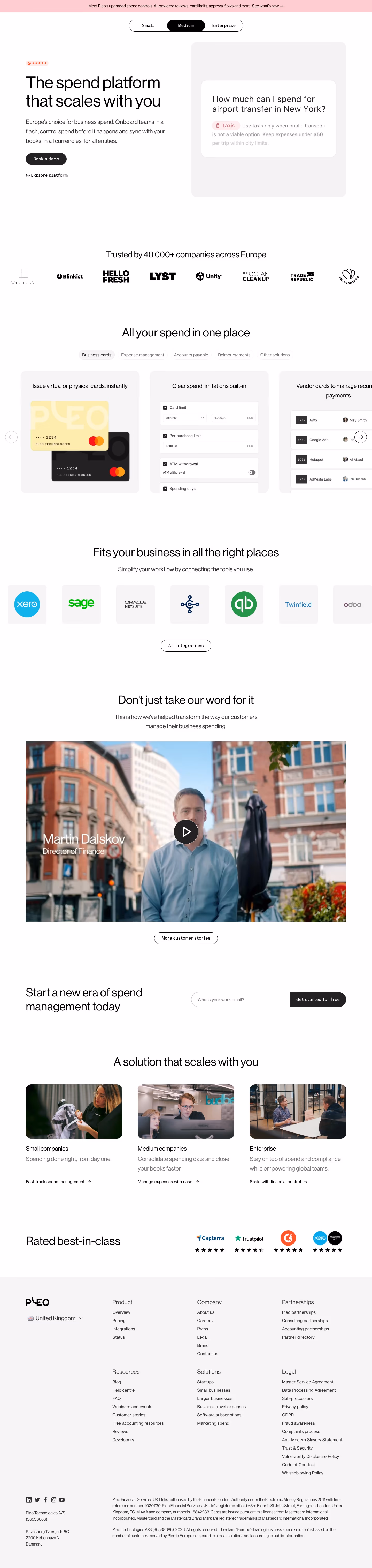 Pleo landing page design — Finance