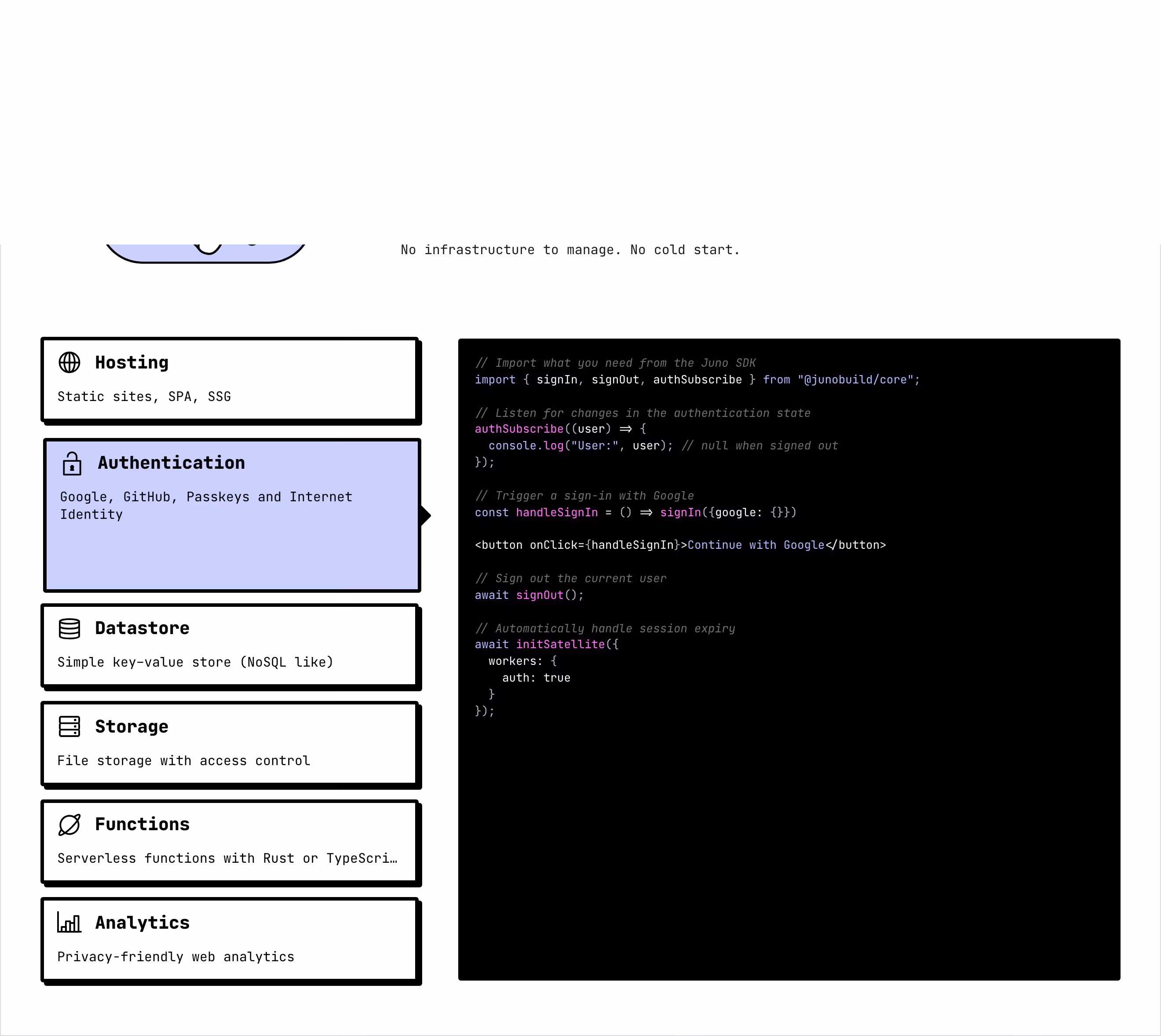 Juno Features section design