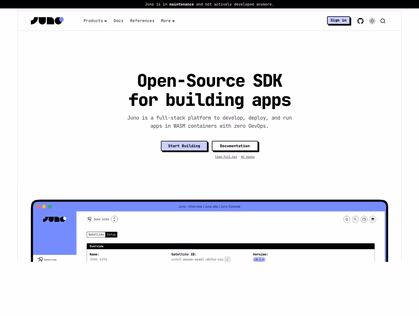 Juno landing page design — Infrastructure