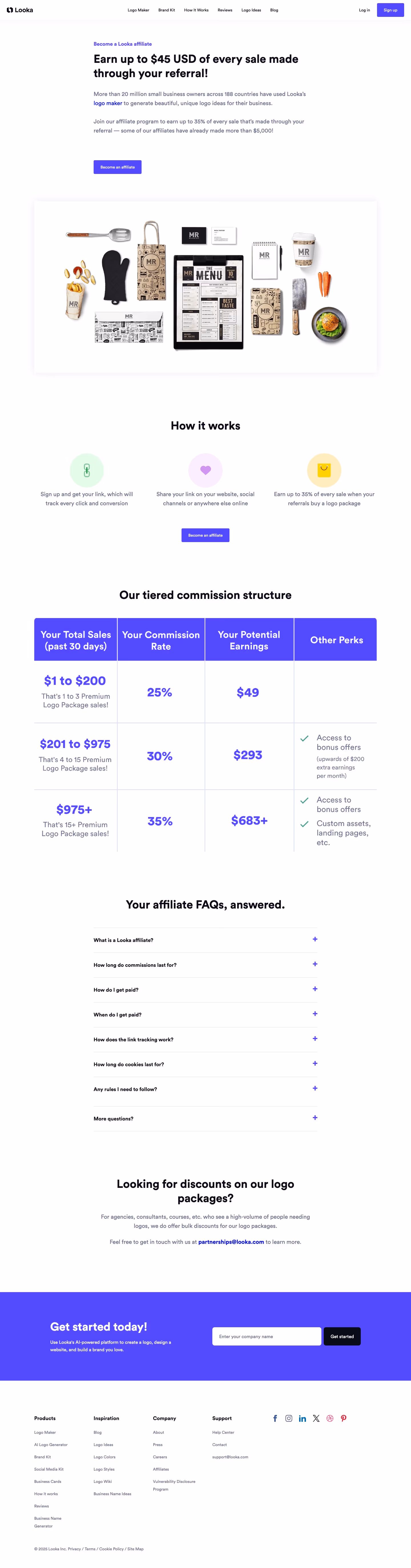 Looka affiliate page design — Graphics & Design
