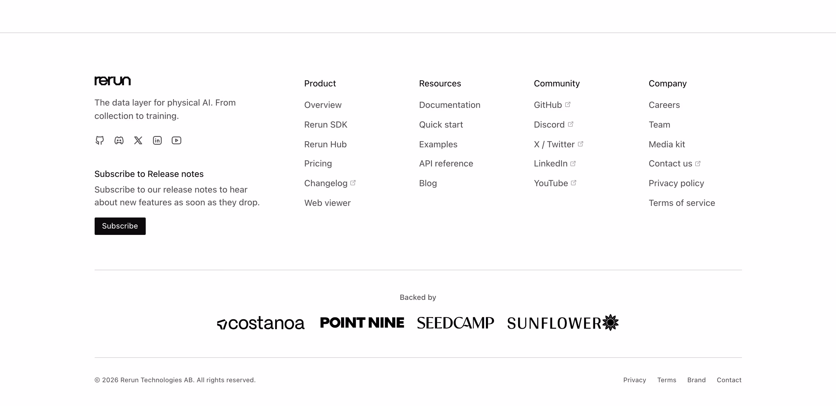 Rerun Footers section design