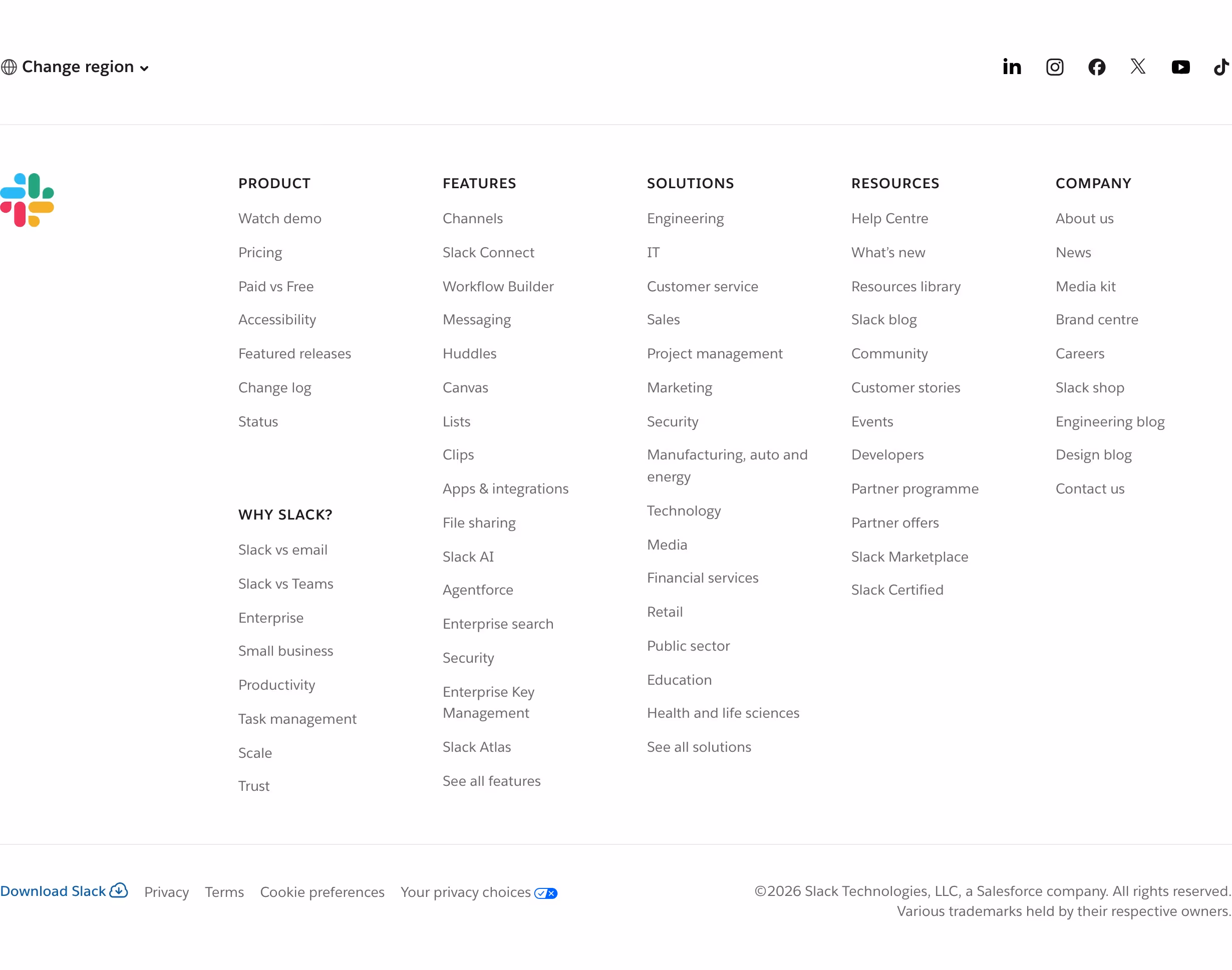 Slack Footers section design