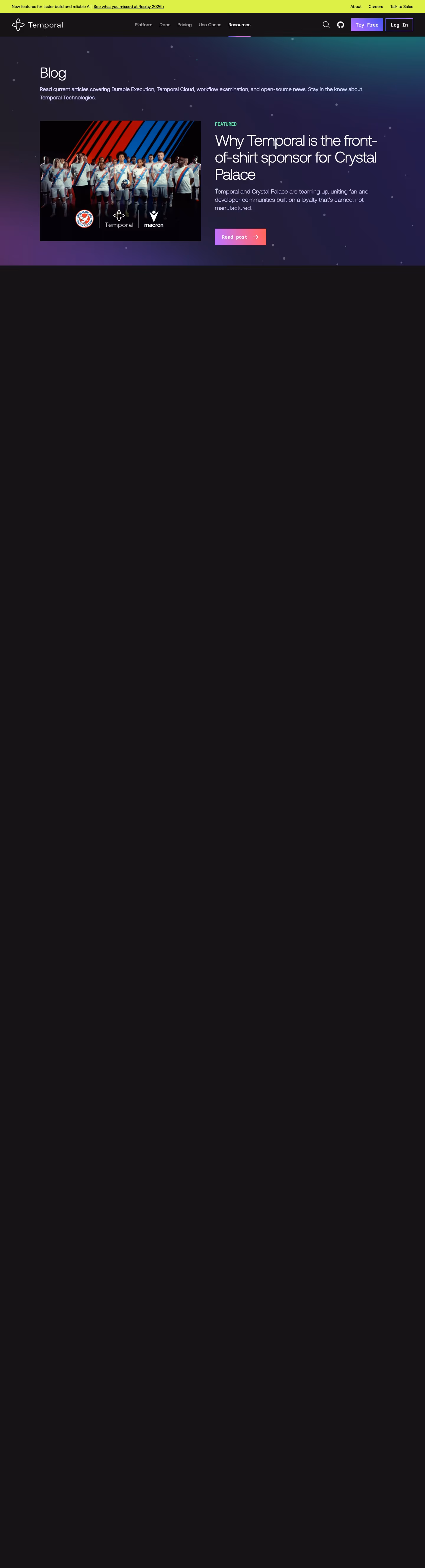 Temporal Blog pages section design