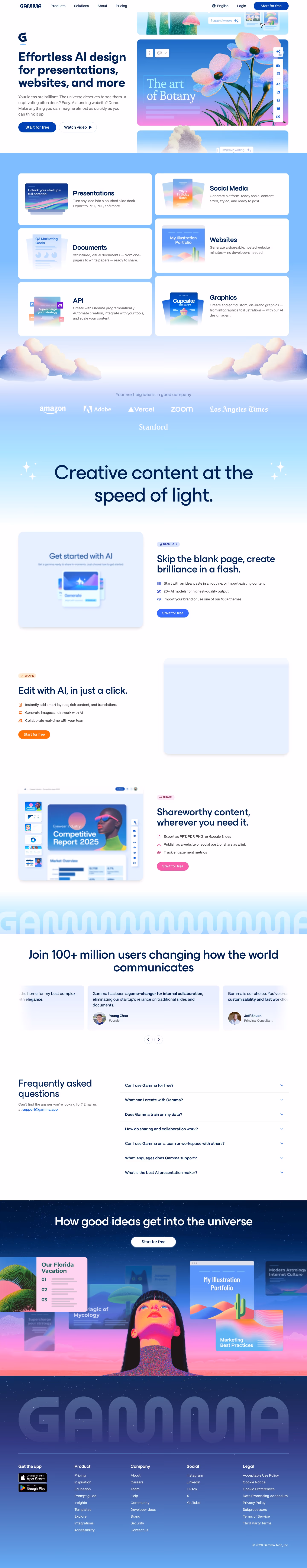 Gamma landing page design — Graphics & Design