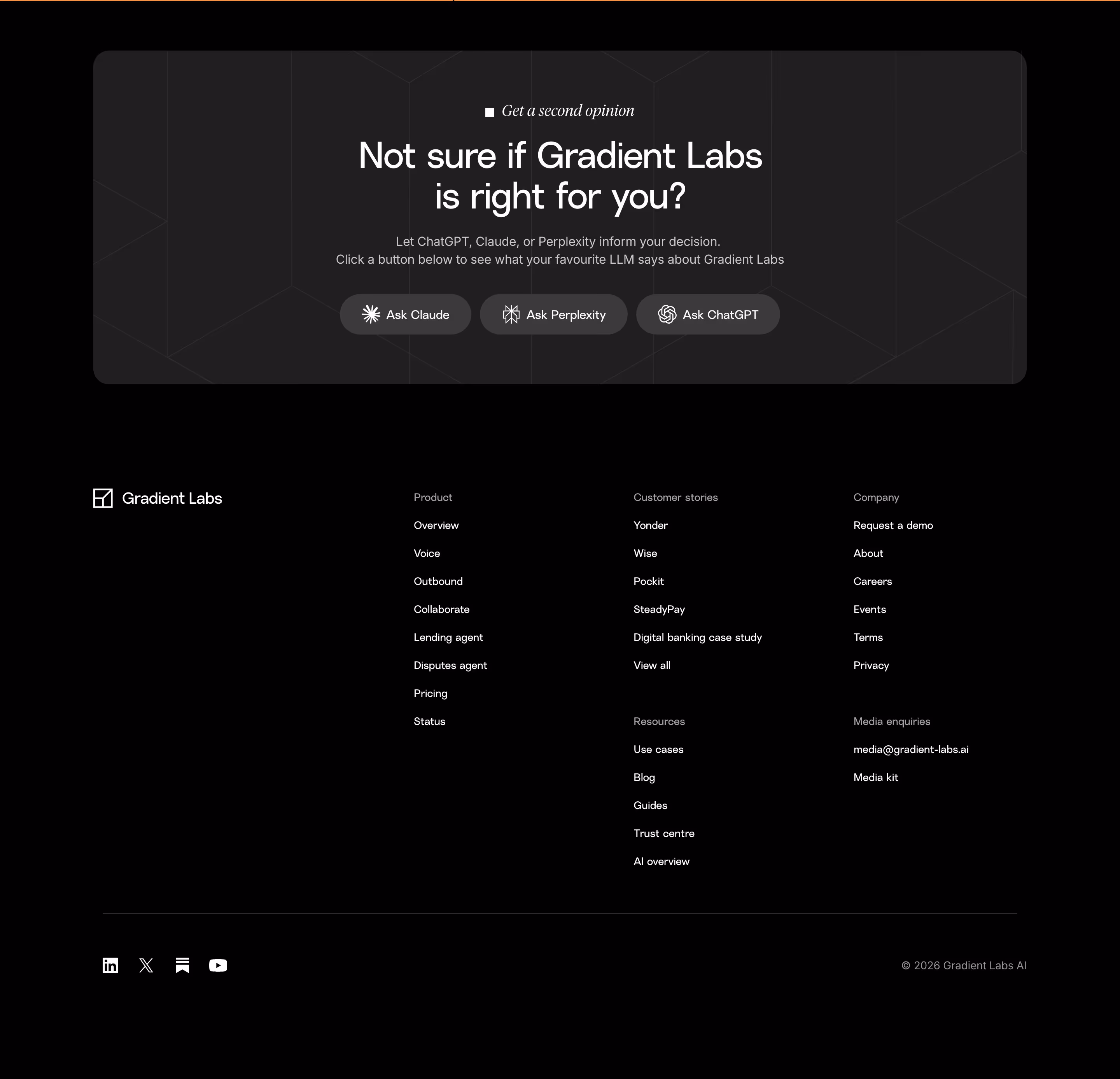 Gradient-labs Footers section design