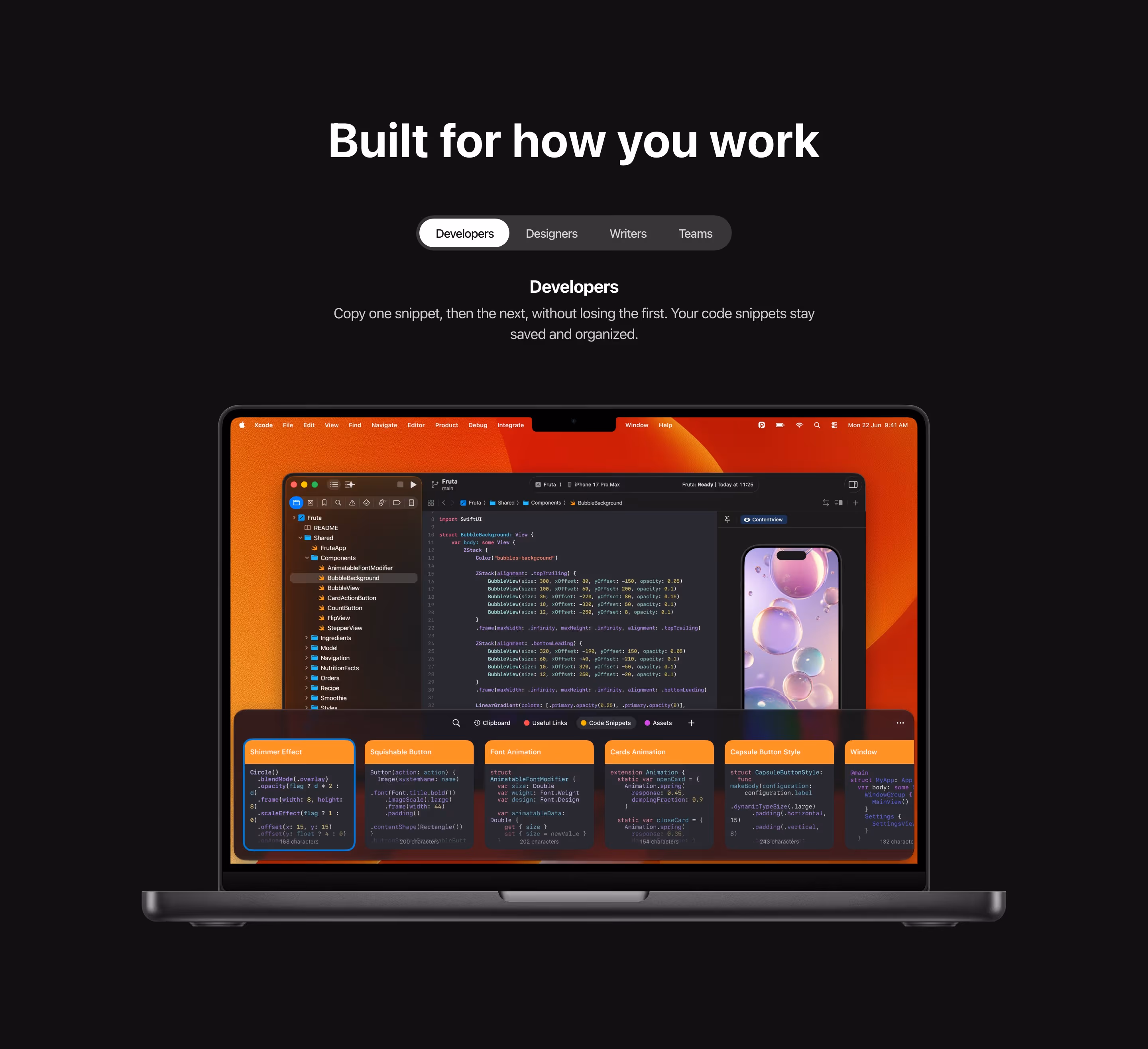 Pasteapp Features section design