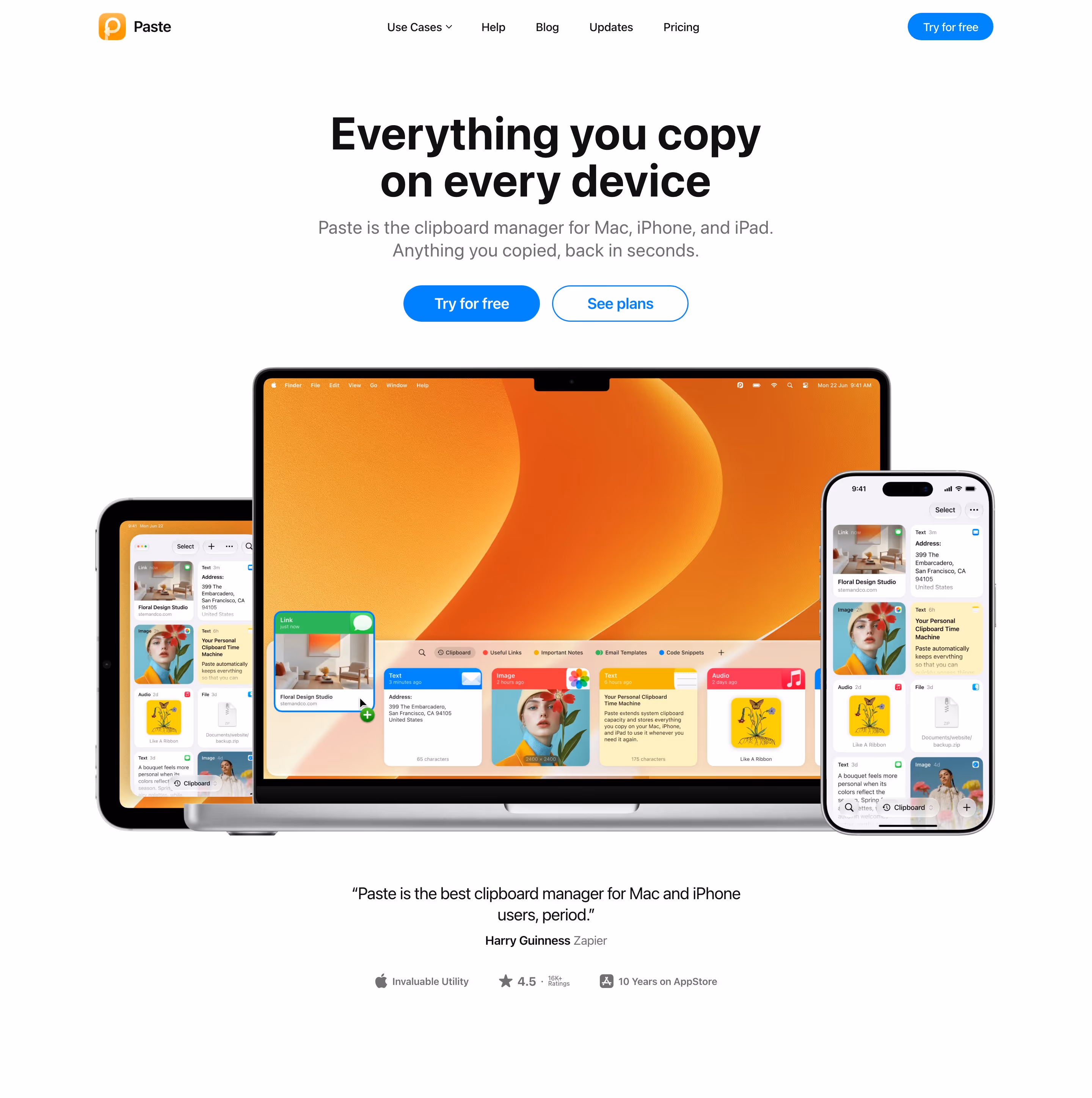 Pasteapp Heroes section design