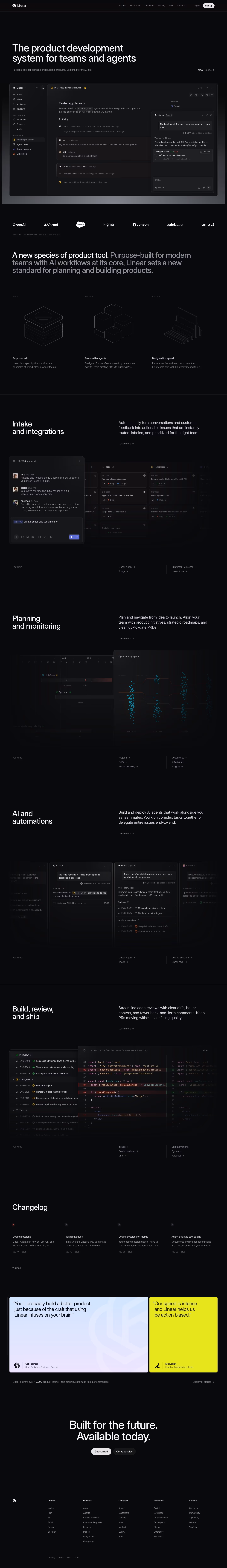 Linear landing page design — Productivity
