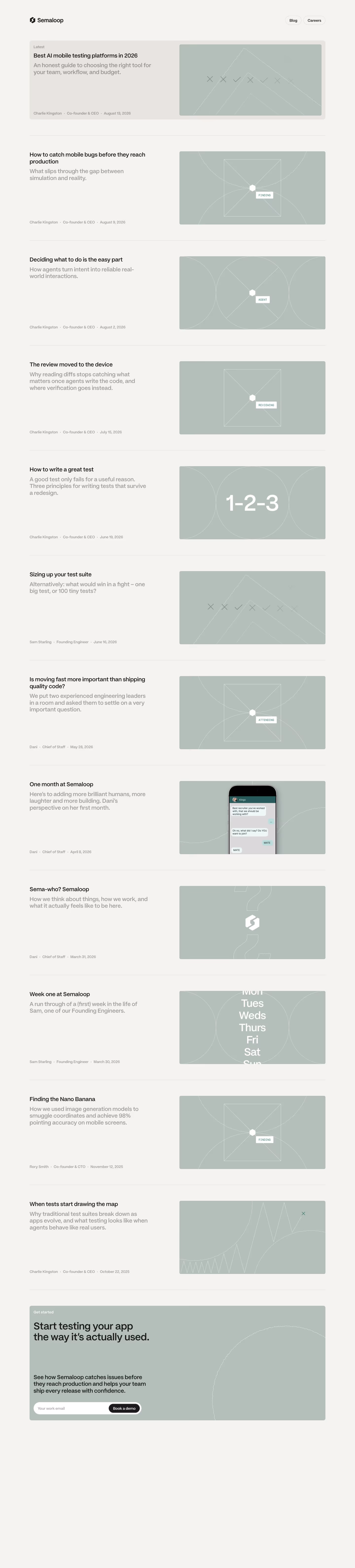 Semaloop Blog pages section design