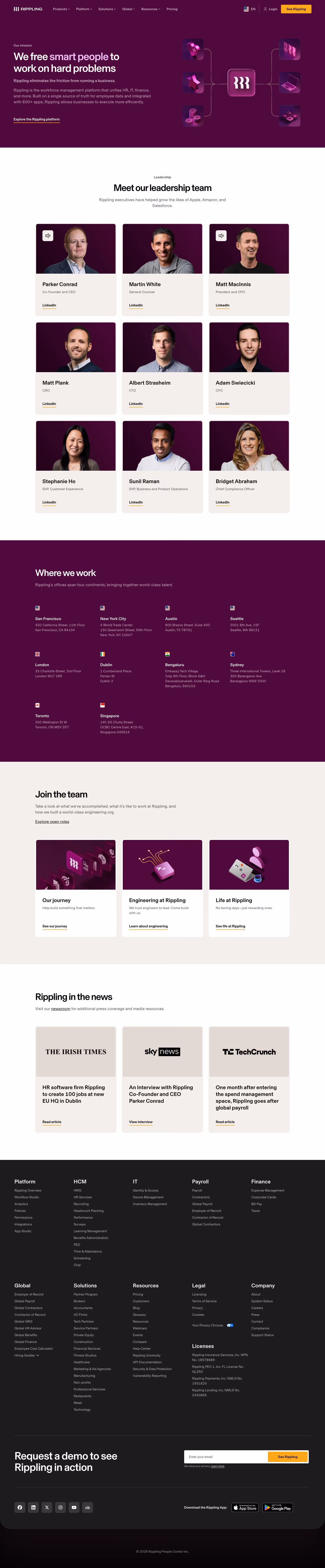 Rippling About Us section design