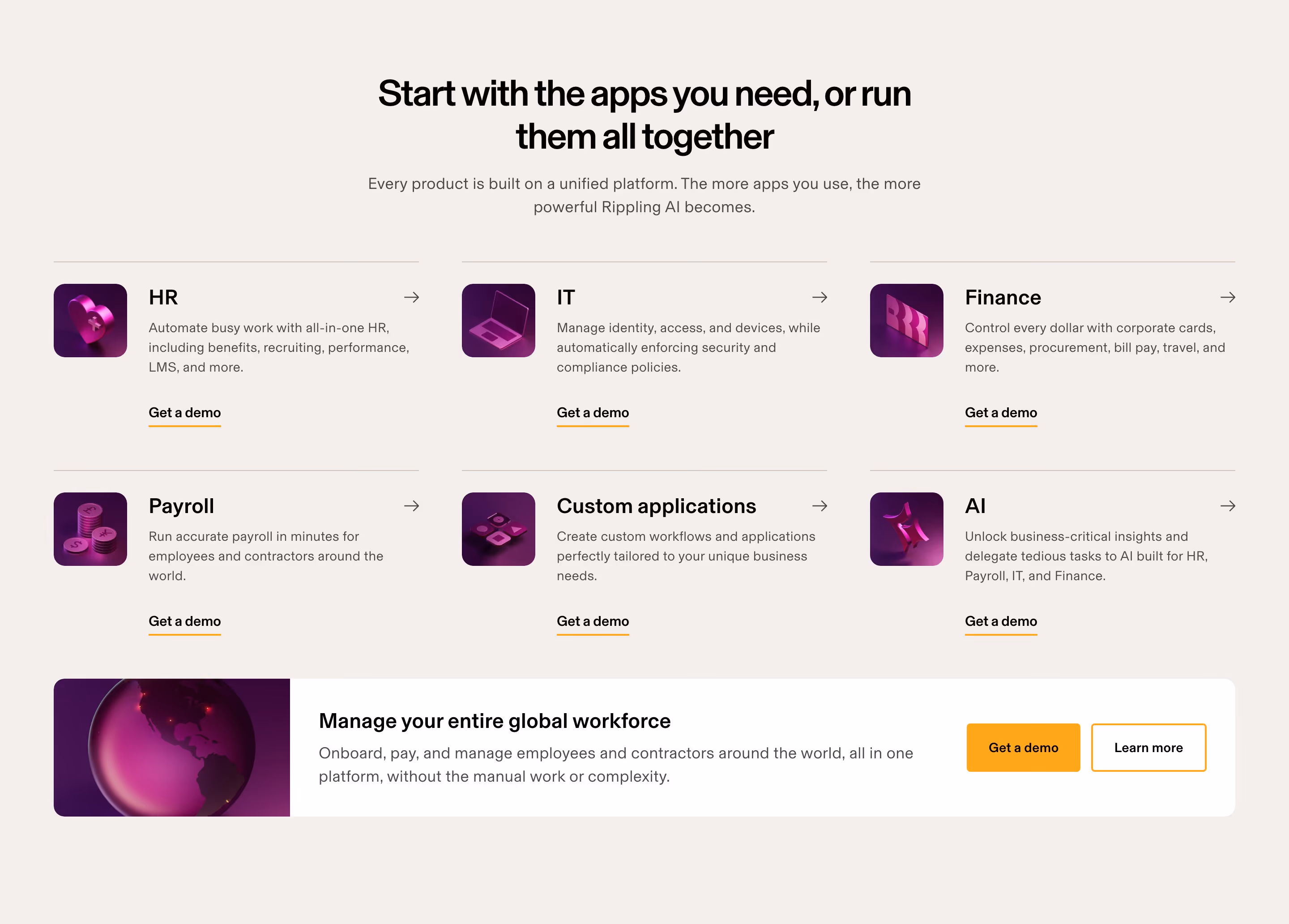 Rippling Features section design