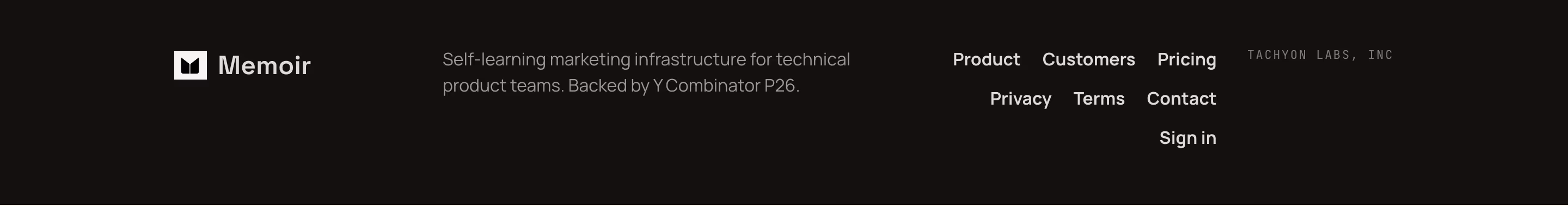 Trymemoir Footers section design