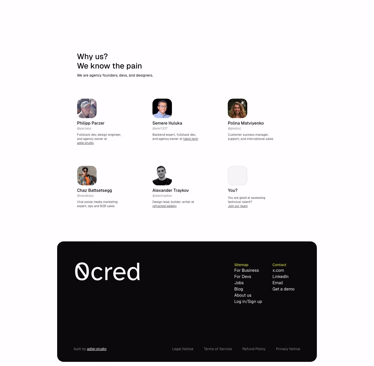 0cred About Us section design