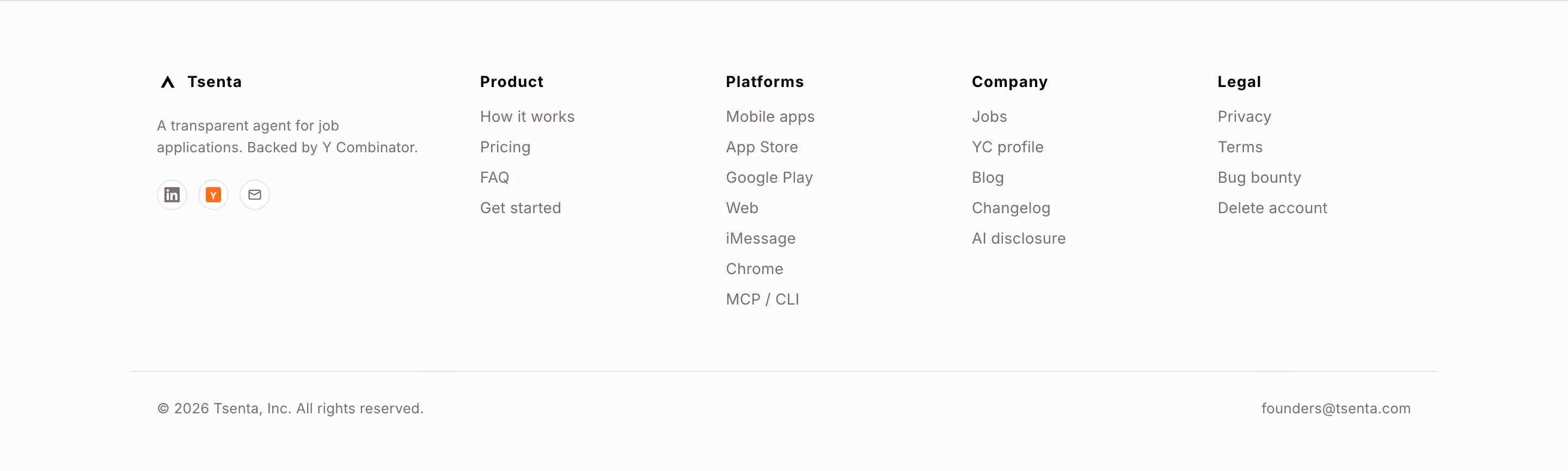 Tsenta footer design — HR