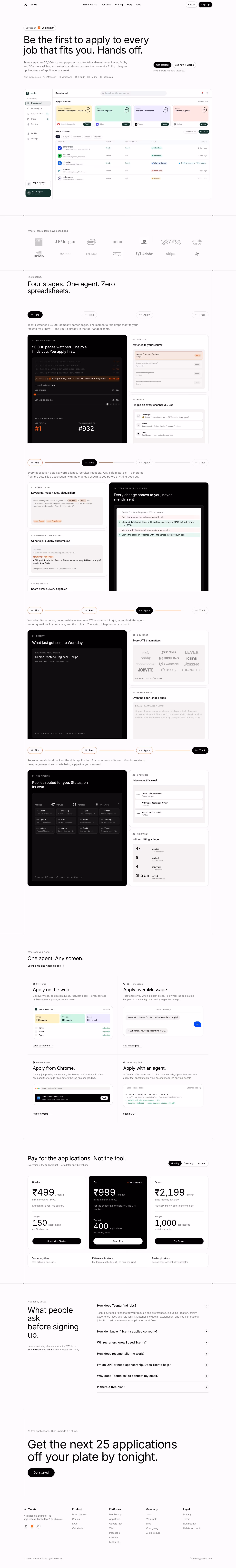 Tsenta landing page design — HR
