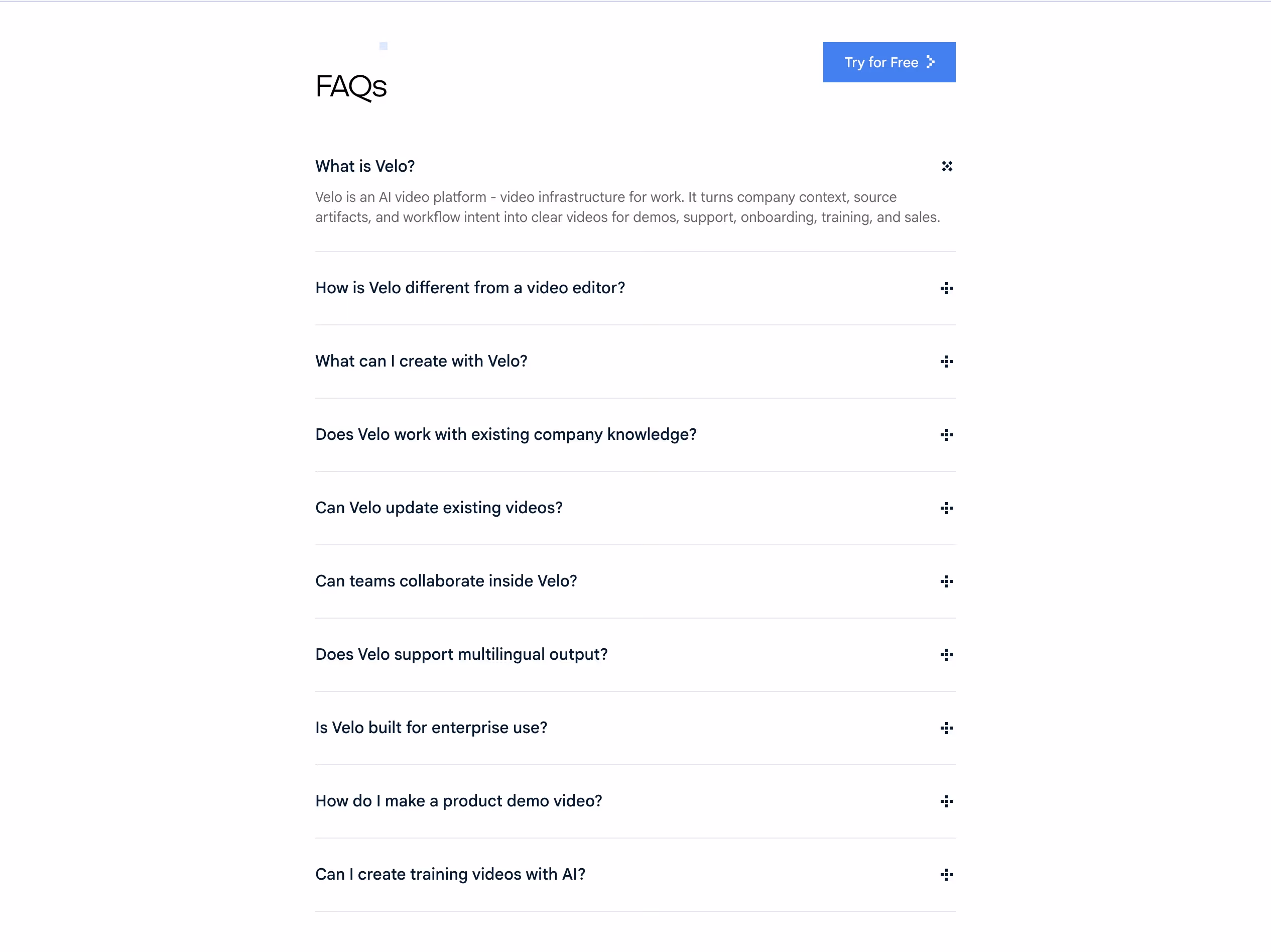 Usevelo faq design — Infrastructure