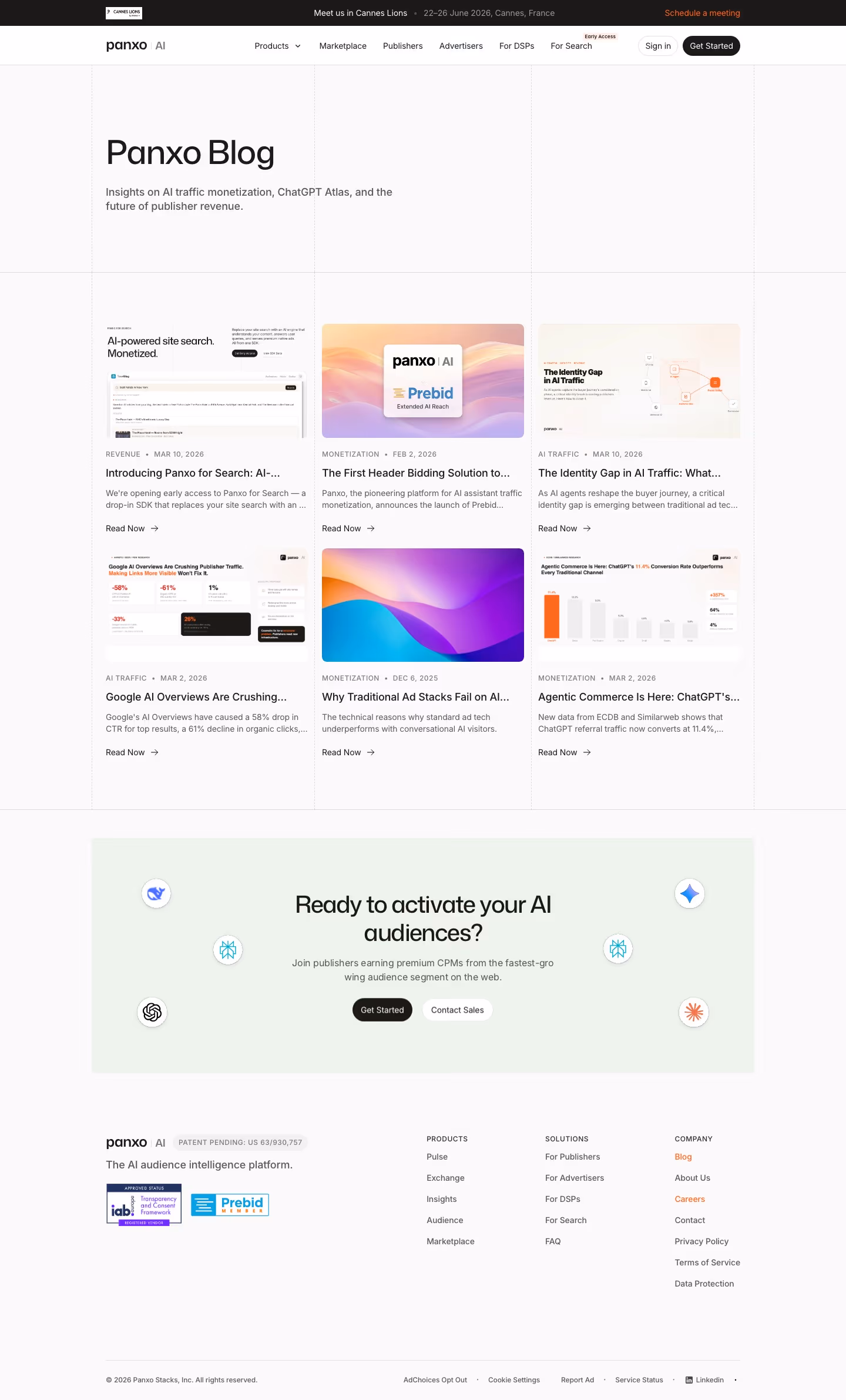 Panxo Blog pages section design