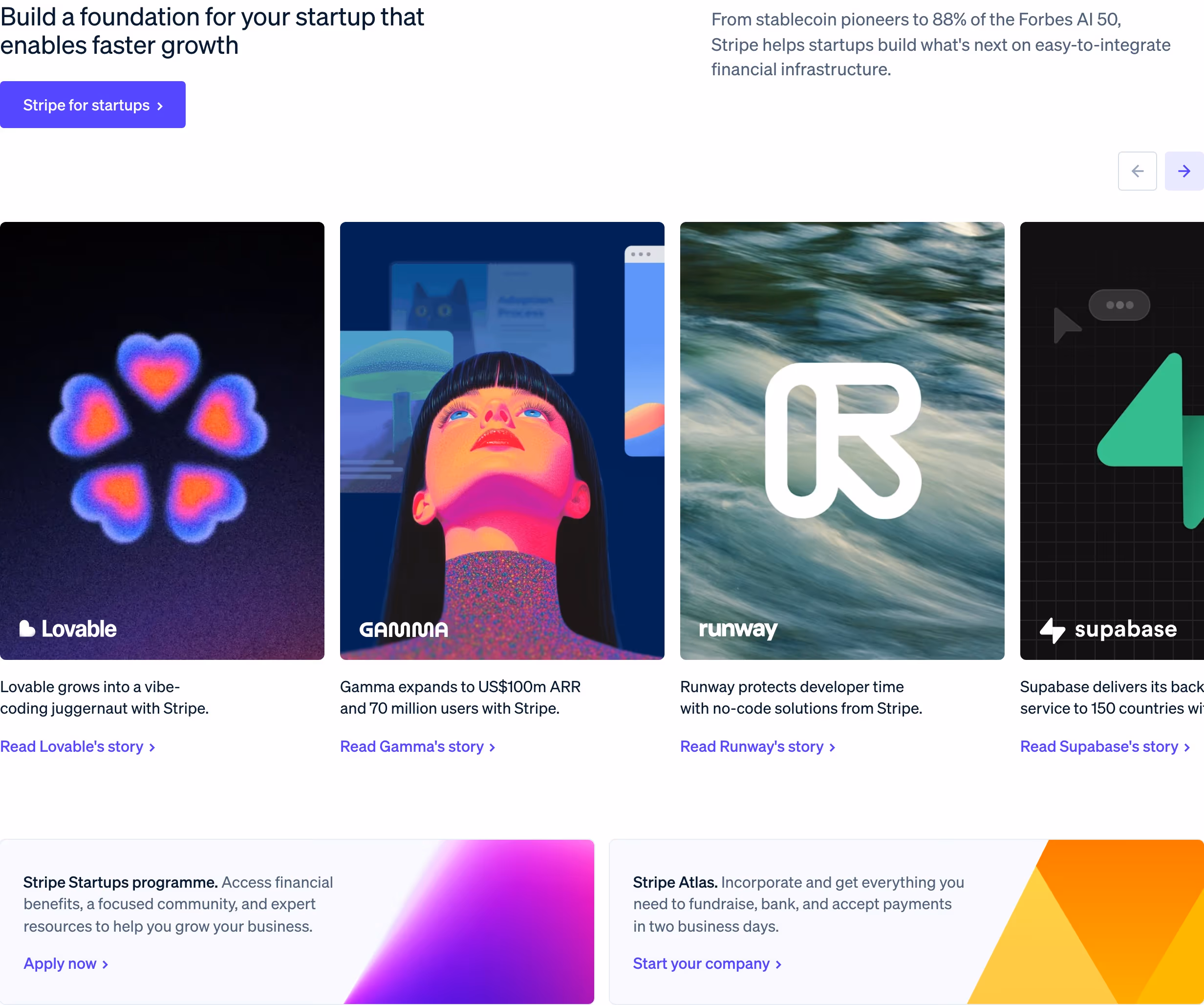 Stripe Features section design