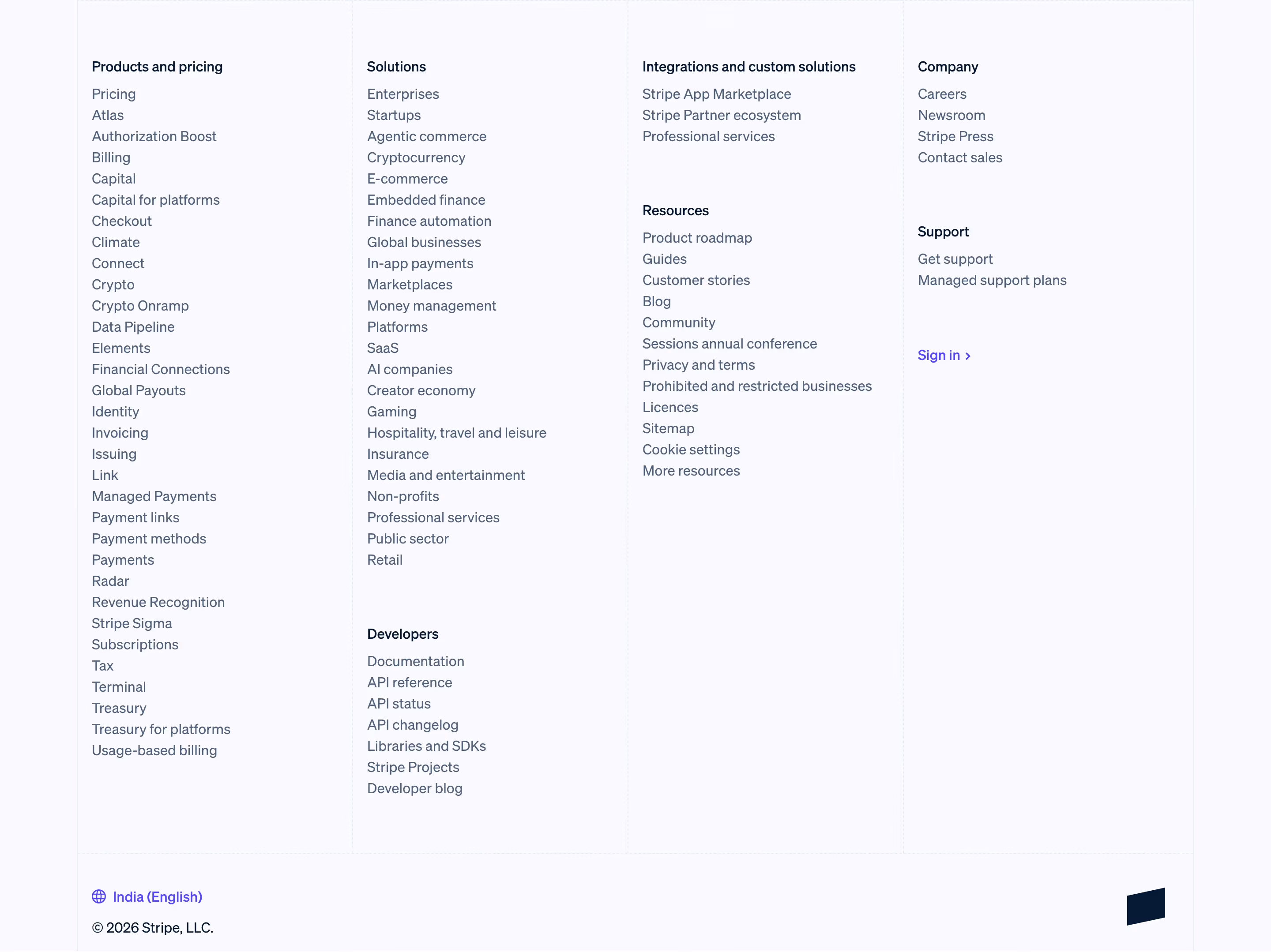 Stripe Footers section design