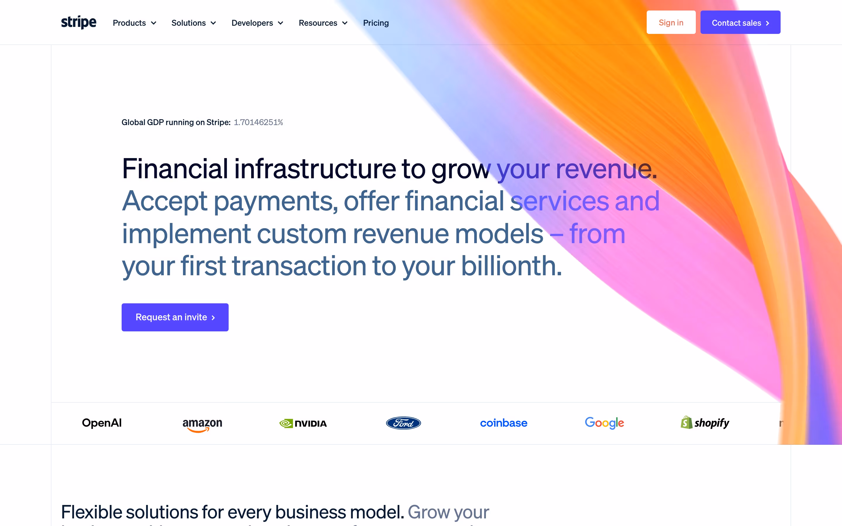Stripe hero — Finance
