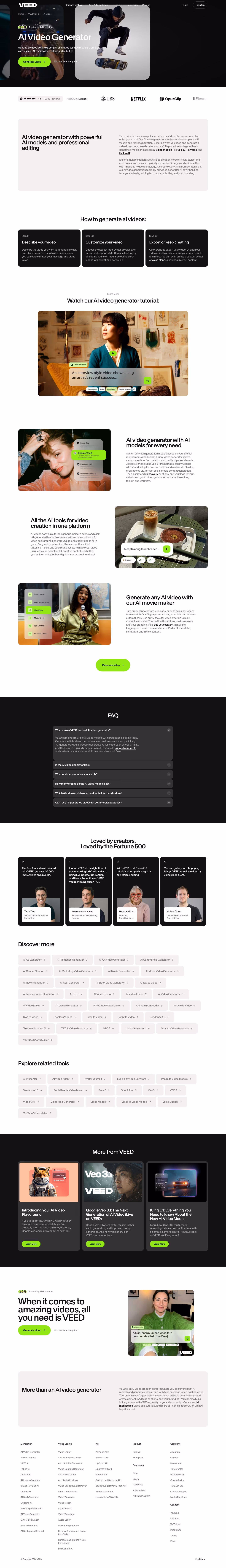 Veed landing page design — AI