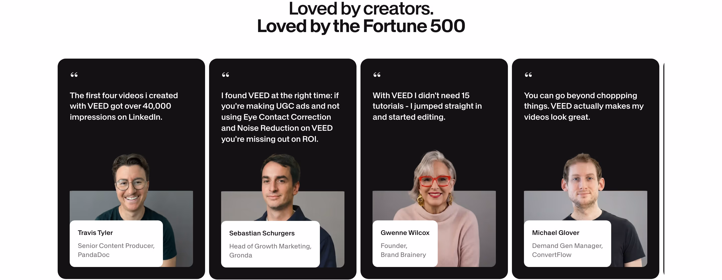 Veed testimonial design — AI