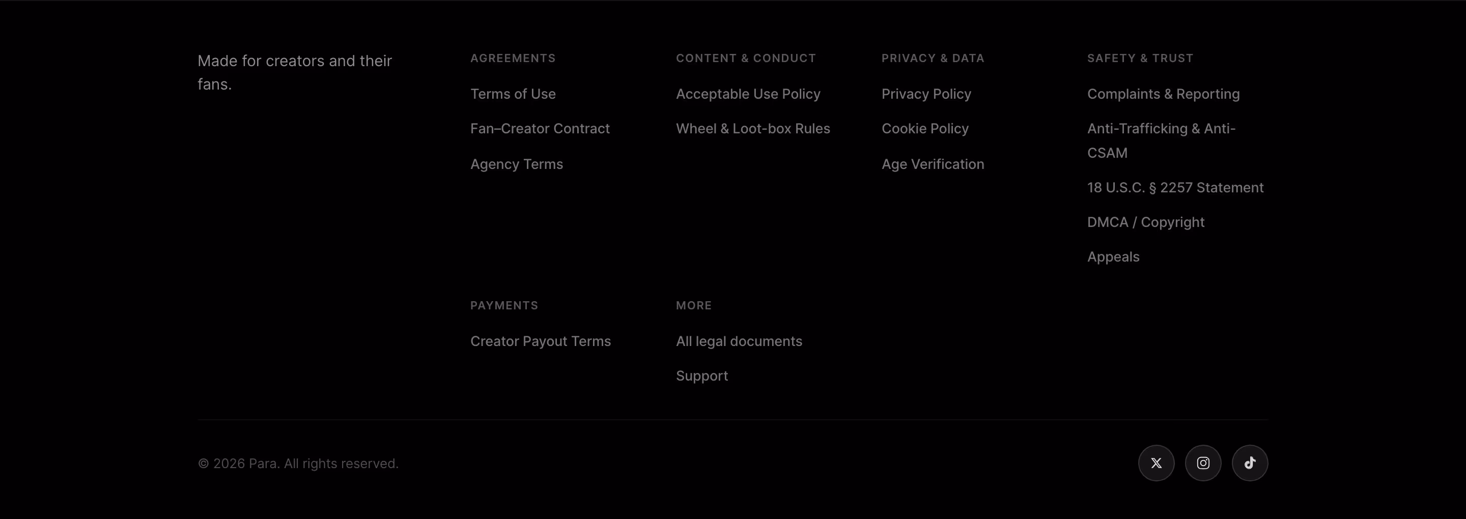 Para Footers section design