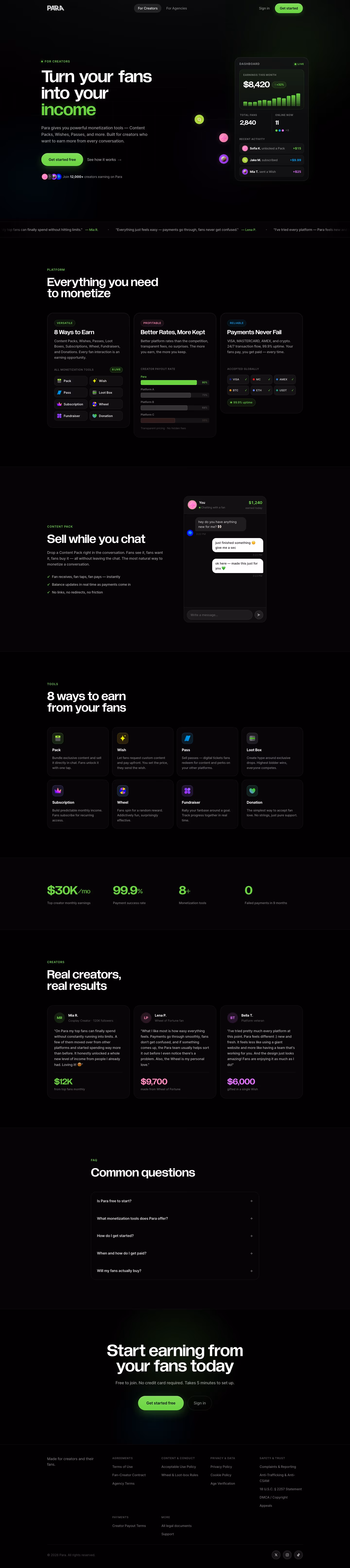 Para landing page design — E-commerce