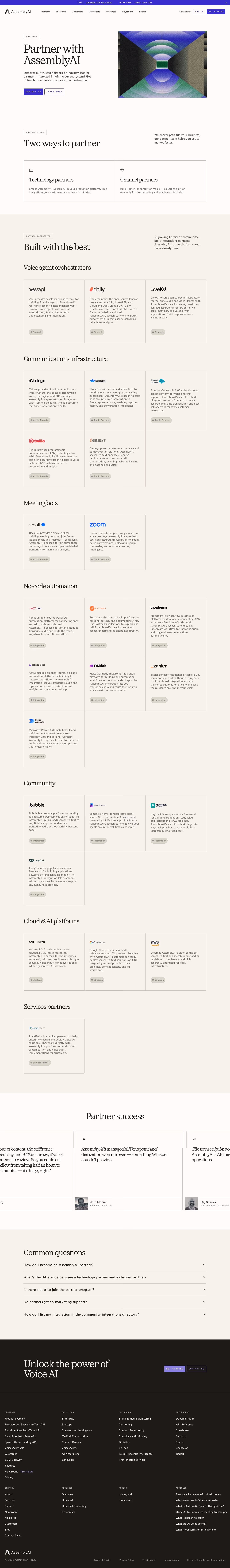 Assemblyai affiliate page design — AI