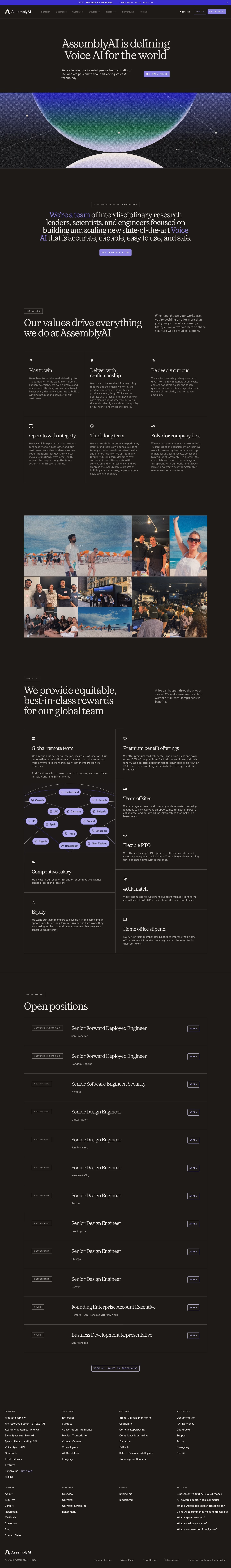 Assemblyai careers page design — AI