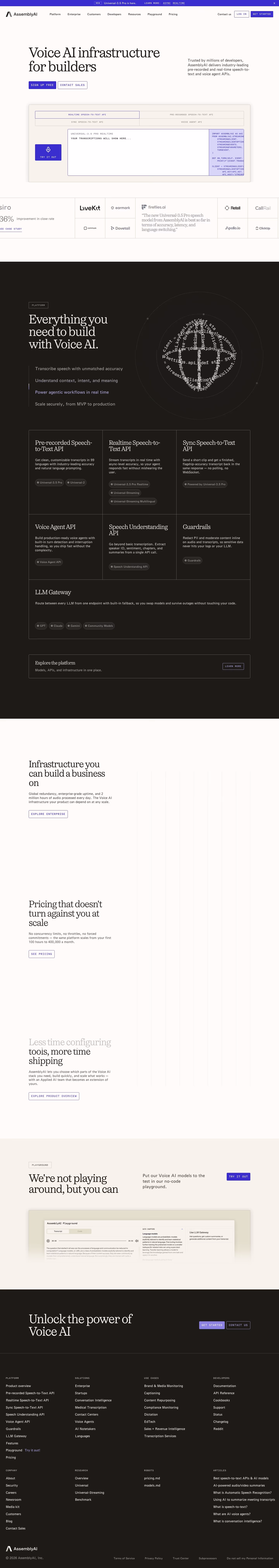 Assemblyai landing page design — AI