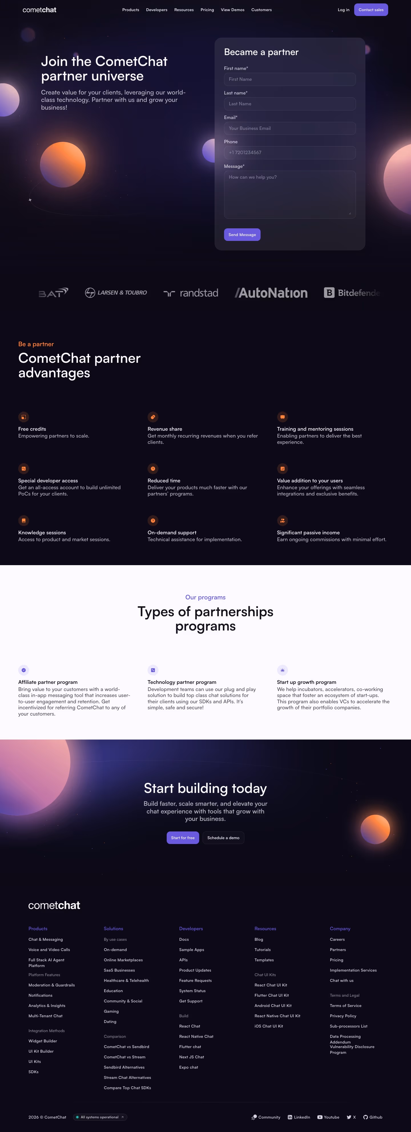 Cometchat affiliate page design — Developer Tools