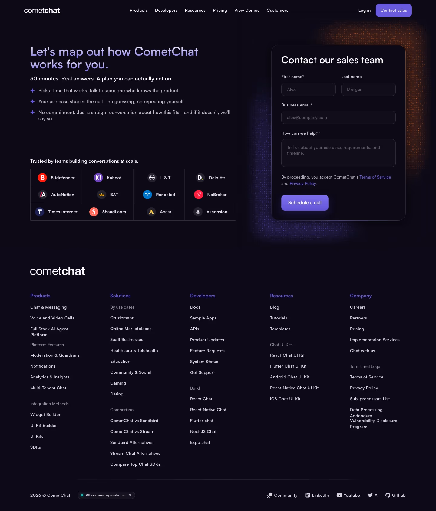 Cometchat Contact Us section design