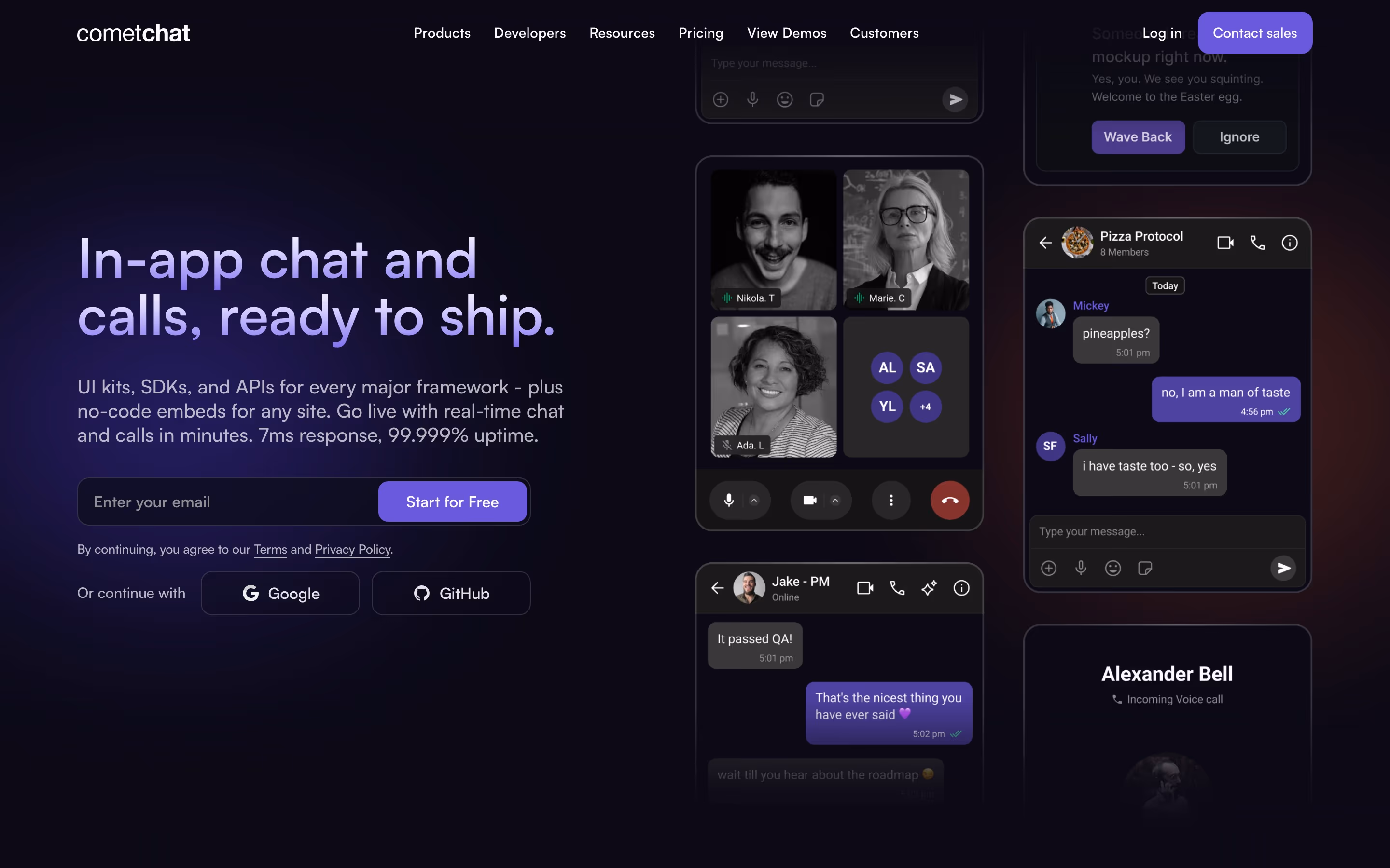 Cometchat Heroes section design