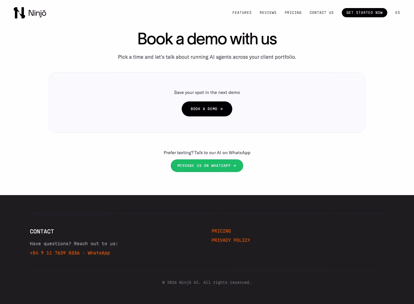 Ninjo contact us design — Sales & Support
