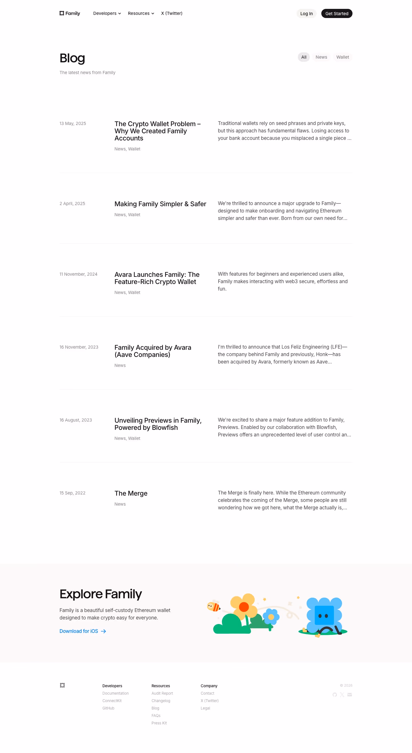 Family Blog pages section design